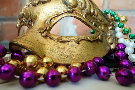Mardi gras masquerade mask and beadsの写真素材
