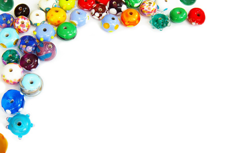 blown glass beads border, with white-space for textの写真素材