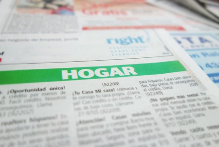 Home section of a Spanish language newspaper classified sectionの写真素材