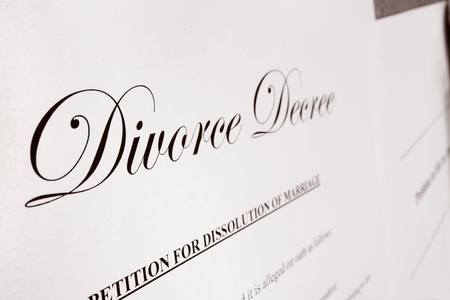 Divorce decree document closeup side viewの写真素材