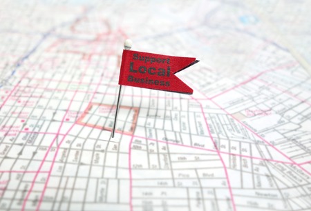 Support Local Business pin flag on a mapの写真素材