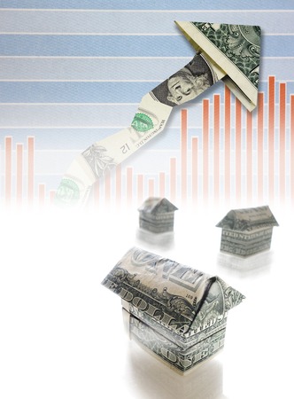 Dollar homes and rising market chart  -- housing prices or mortgage interest rate conceptの写真素材