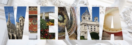 Assorted images of Vienna Austria in collage styleの写真素材