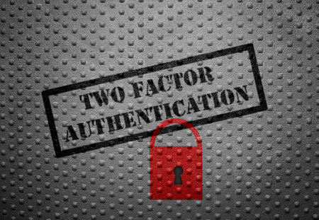 Two Factor Authentication text with red lock