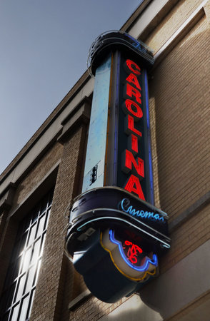 DURHAM,NC/USA - 10-23-2018: The Carolina Theater in downtown Durham, a venue for films and live concertsのeditorial素材