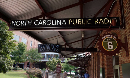 DURHAM,NC/USA - 10-23-2018: WUNC, NPR radio station in the American Tobacco Complex in downtown Durham, NCのeditorial素材