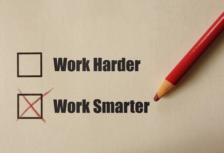 Paper form with Work Harder and Word Smarter check boxesの写真素材