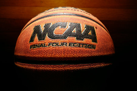 Wilmington,NC - USA - 05-07-2021: An NCAA Final Four Edition basketball on hardwood backgroundのeditorial素材