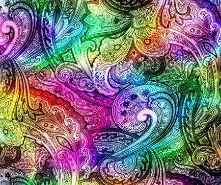 Paisley psychedelic background with acid trip 60s colorsの写真素材