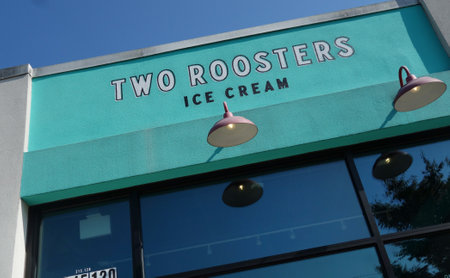 RALEIGH,NC USA - 9-6-2021: Two Roosters, a popular ice cream shop in the Person Street Plaza near downtown Raleighのeditorial素材