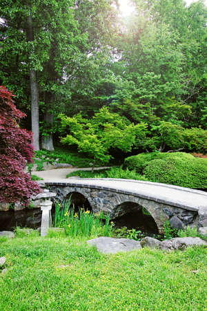 Pedestrian bridge in Maymont Gardens  park, Richmond Virginiaの写真素材