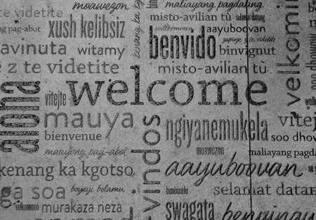Word cloud image with the word Welcome in different world languagesの写真素材