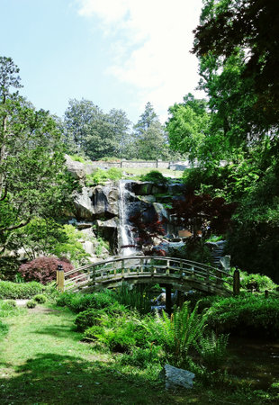 Waterfall view in Maymont Gardens  park, Richmond Virginiaの写真素材
