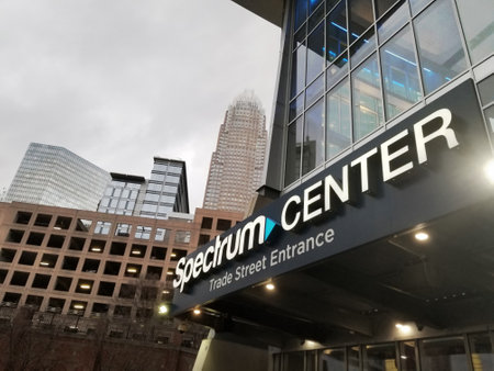 Charlotte, NC - USA - 02-15-2023: The Spectrum Center arena in the heart of downtown Charlotte ,...