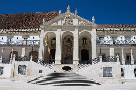 Entrance to the Coimbra University. The University of Coimbra is a Portuguese public university. Established in 1290, it is one of the oldest universities in continuous operation in the world, the oldest university of Portugal, and one of its largest highのeditorial素材