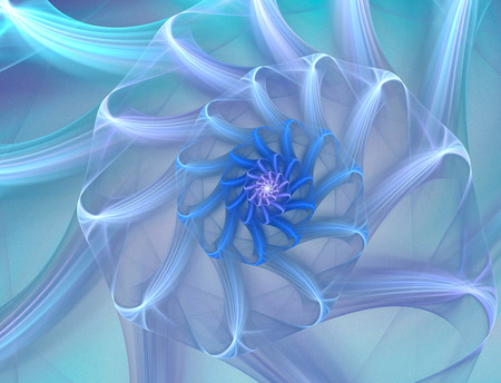Abstract turquoise marine flower, computer-generated image, digital artwork for creative graphic...