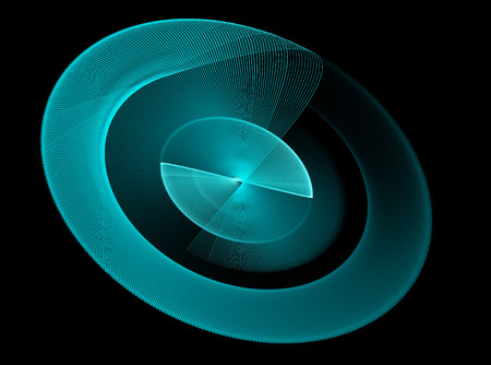 Blue abstract fractal shape with black background, computer-generated image for logo, design concepts, web, prints, posters. On the subject of education, science and technologyの写真素材