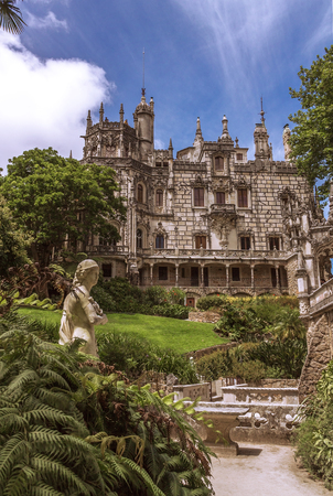 Quinta da Regaleira in Sintra, Portugal. It is a complex of buildings built in the romantic style. In the palace and the park are hidden symbols related to Masonry.のeditorial素材