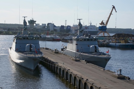 Warships in the dockのeditorial素材