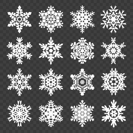 Stock vector illustration snowflakes set isolated on a transparent background.のイラスト素材
