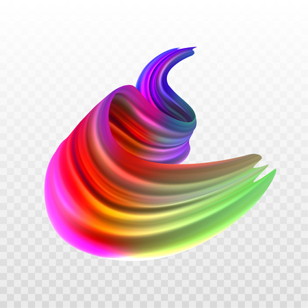 Stock vector illustration multicolored realistic oil, acrylic paint. Acid colors. Brush stroke isolated on transparent checkered background. Template for placard, banner, flyer, presentation stickerのイラスト素材