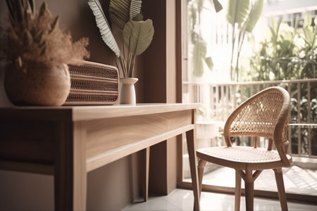 Wooden table and chair decoration in living room interior - Vintage conceptの素材
