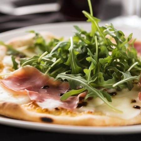 Pizza with prosciutto, arugula and mozzarellaの素材