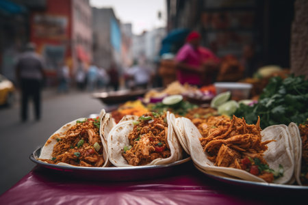 Tacos on a street in Mexicoの素材