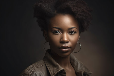Portrait of beautiful african american woman with afro hairstyleの素材