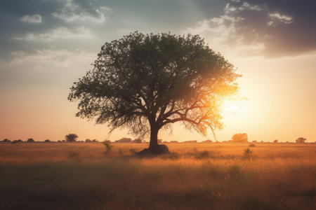 Lonely tree in a field (Negative Space)の素材