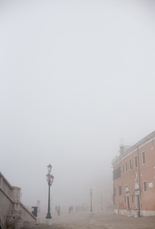 fog in Venice near bridgeの写真素材