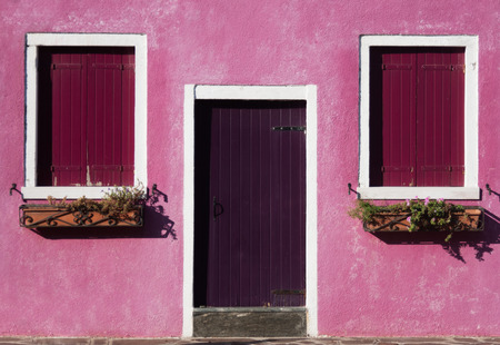 Colorful geometry photo of a house in Burano islandの写真素材
