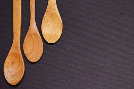 Three wooden spoonsの写真素材