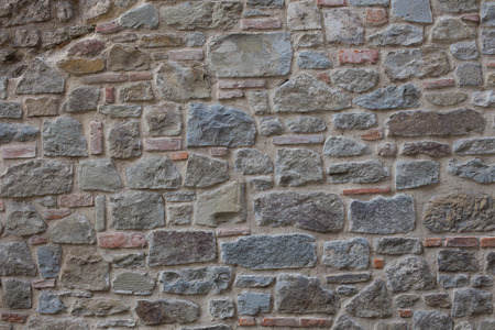 Antique street wall from bricks in Arezzo, Italyの写真素材
