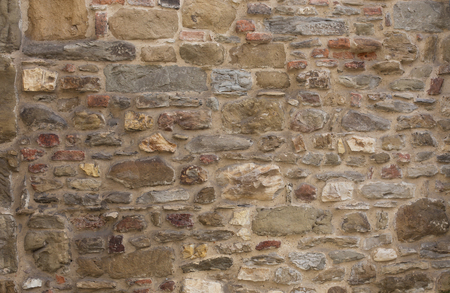 Antique street wall from bricks in Arezzo, Italyの写真素材