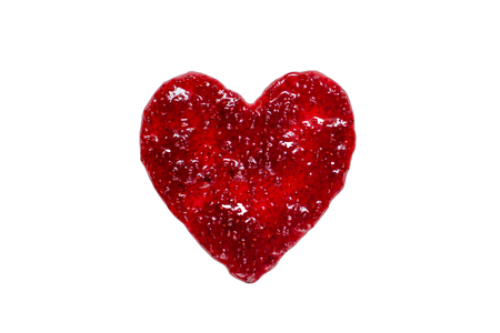 Heart from raspberry jam. Isolated on whiteの写真素材