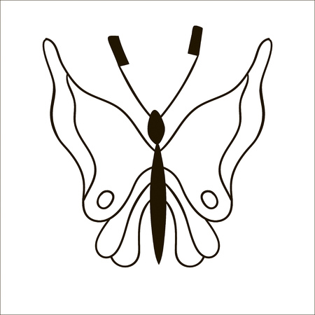 Cute cartoon butterfly isolated on white background. Good for colouring.のイラスト素材