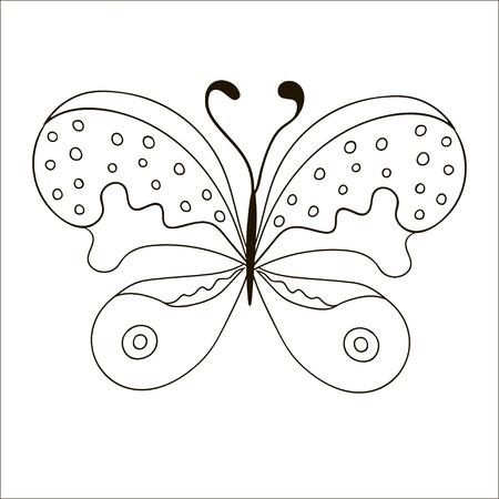 Cute cartoon butterfly isolated on white background. Good for colouring.のイラスト素材