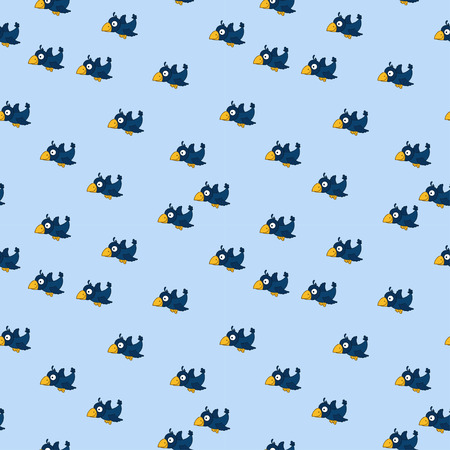 Cute seamless pattern with cartoon crows. Good for textile, fabric, bed linen, childish bedroom, pajamas, pattern fills, wrapping paper, scrapbooking, decoupage, craft.のイラスト素材