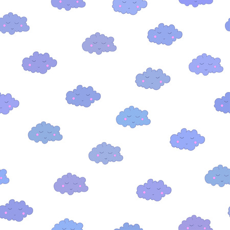 Awesome seamless pattern with cute cartoon sleeping clouds. Good for textile, fabric and wallpaper design. illustration.のイラスト素材