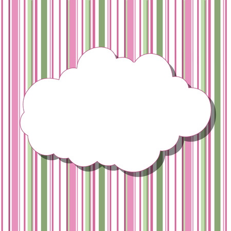 Cartoon white cloud with shadow on striped colored background. Can be used for greeting cards, web pages design.のイラスト素材