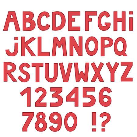 Set of cute letters and numbers isolated on white background. illustration.のイラスト素材