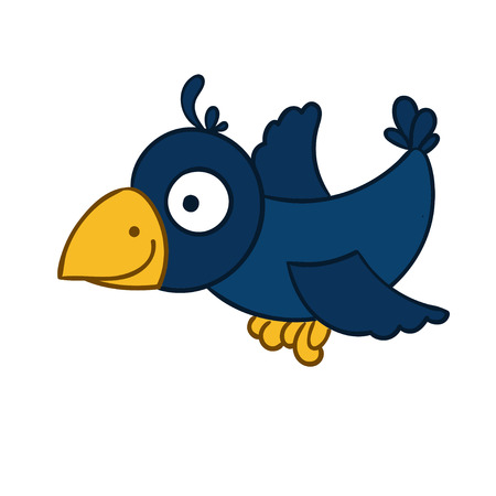 Awesome cartoon flying crow isolated on white background.のイラスト素材