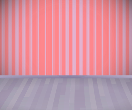 Background. Empty room with wooden grey floor or parquet and striped wallpaper.   illustration.のイラスト素材
