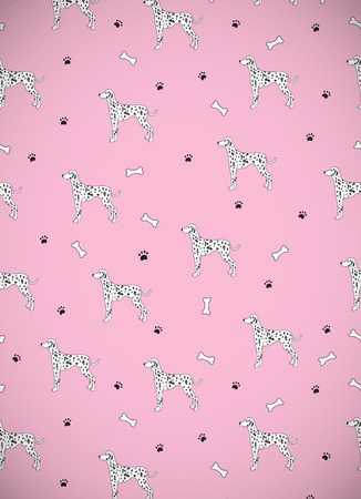 Awesome greeting card with cute dog. Breed dalmatian. Can be used for wallpaper, pattern fills, greeting cards, webpage backgrounds, wrapping paper and textile or fabric.  illustration.のイラスト素材