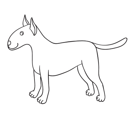 Cute cartoon bullterrier isolated on white background. Funny dog.のイラスト素材