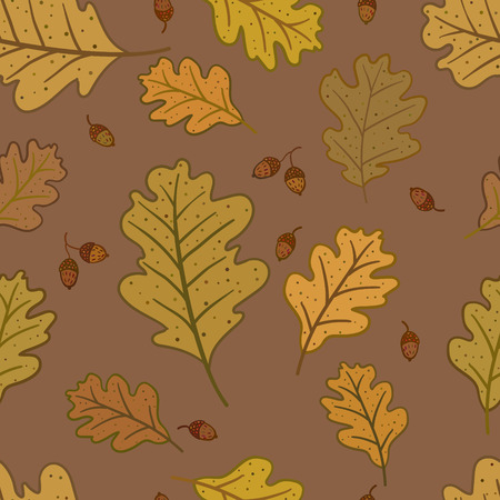 Seamless pattern with oak leaves and acorns. Can be used for wallpaper, pattern fills, greeting cards, webpage backgrounds, wrapping paper or fabric.のイラスト素材