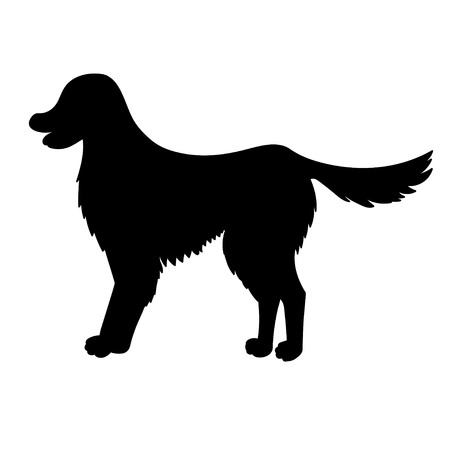 Silhouette of golden retriever isolated on white background. Funny dog. Vector illustration. Eps 10.のイラスト素材