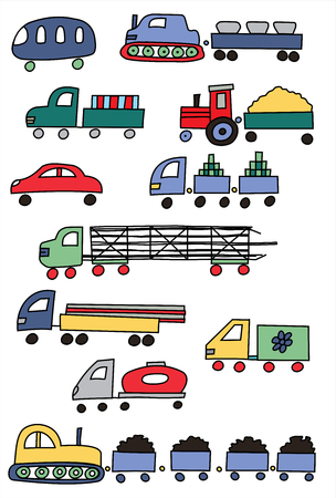 Set of beautiful coloured transportのイラスト素材