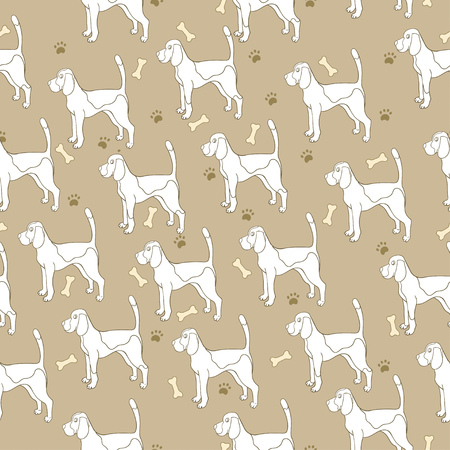 Seamless pattern with cute dog. Breed beagle. Can be used for wallpaper, pattern fills, greeting cards, webpage backgrounds, wrapping paper and textile or fabricのイラスト素材